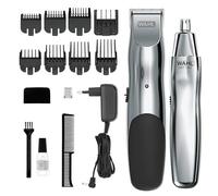 Wahl Groomsman Set de recortador inalámbrico para barba y nariz | Cuchillas autoafilables, 14 longitudes de corte, cuchillas lavables, recortadora para nariz y orejas, a batería