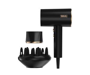 WAHL Ionic Flow Hairdryer, Secado profesional, sin encrespamiento, potente, ligero, aire frío, concentración de calor, difusor, velocidad rápida, peinado, compacto, viaje