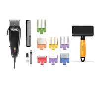 WAHL Multi Cut - silencioso, con cable, para uso doméstico, con cuchillas afiladas con precisión + WAHL Slicker Brush Medium - cepillos alisadores para animales de pelo largo y corto