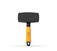 WAHL Self-Cleaning Nylon Slicker Brush Large - Cepillo suave, eliminación del pelo suelto, cachorros y mascotas sensibles, diseño fácil de limpiar, cerdas suaves y redondeadas, mango de gel, naranja
