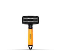 WAHL Self-Cleaning Nylon Slicker Brush Small - Cepillo suave, eliminación del pelo suelto, cachorros y mascotas sensibles, diseño fácil de limpiar, cerdas suaves y redondeadas, mango de gel, naranja