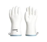 wahoo Guantes Barbacoa Altas Temperaturas, Silicona Líquida Guantes Horno para Cocinar, Hornear, Barbacoas, Impermeable, Forro CoralAir, Antideslizante, Blanco, M/8
