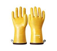 Wahoo Silicona Líquida Guantes Barbacoa, Ahumador Resistente Al Calor, Impermeable, Guantes Horno Profesional para Cocina, Parrilla, Hornear, Microwave, Amarillo, Tamano XL