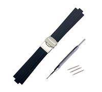 WAHRE Correa De Reloj De Goma De Silicona De 24mm X 11mm Apta For Reloj For Oris Aquis, Correa Convexa, Hebilla De Seguridad De Acero Inoxidable, Pulsera De Muñeca Negra (Color : Black, Size : 24mm-