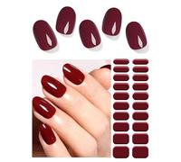 Wahrshei Pegatinas de Gel Burgundy | 20 Pcs Semicurado | Adhesivos para Uñas, Envolturas de Esmalte