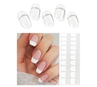 Wahrshei Pegatinas de Gel Classic French Glitter, 20 Pcs Semicurado, Adhesivos para Uñas