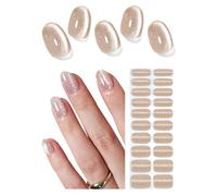 Wahrshei Pegatinas de Gel | Nude Cat Eye Uñas | 20 Pcs Semicurado | Adhesivos para Uñas