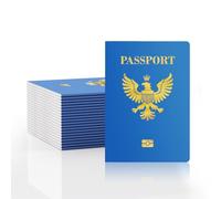 WAHXIAOSW 20 piezas de libros de pasaporte en blanco para niños - Cuadernos de pasaportes azules falsos para viajes de simulación, recuerdos de fiesta, proyectos escolares, eventos temáticos de viajes