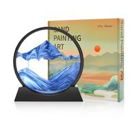 Wai Danie Cuadros de arena para girar 3D - el arte de arena en aguas profundas, pintura de arena fluida, regalo reloj de arena, para oficina, salón, decoración, adultos, niños (azul, 12 pulgadas)