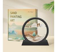Wai Danie Cuadros de arena para girar 3D Sandscape - el arte de arena en aguas profundas, pintura de arena fluida, regalo, reloj de arena, decoración, estético para oficina, salón, escritorio, adultos