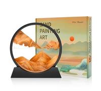 Wai Danie Cuadros de arena para girar en 3D Sandscape el arte de arena en aguas profundas pintura arena regalos de reloj arena decoración astética oficina salón escritorio adultos niños (Dorado12)
