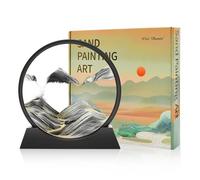 Wai Danie Cuadros de arena para girar en 3D Sandscape el arte de arena en aguas profundas pintura de arena regalos de reloj arena decoración astética oficina salón escritorio adultos niños (negro 12")