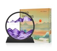 Wai Danie Cuadros de arena para girar en 3D Sandscape el arte de arena en aguas profundas pintura de arena regalos reloj arena decoración astética oficina salón escritorio adultos niños (vioeta 12")