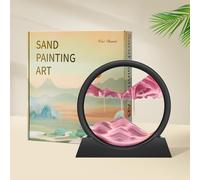 Wai Danie Cuadros de arena para girar en 3D Sandscape el arte de arena en aguas profundas pintura de arena regalos de reloj arena decoración astética oficina salón escritorio adultos niños (rosa, 7")