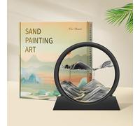 Wai Danie Cuadros de arena para girar en 3D Sandscape el arte de arena en aguas profundas pintura de arena regalos de reloj arena decoración astética oficina salón escritorio adultos niños (nergo 7")