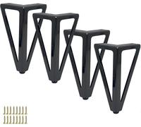 WaiDXn hsj - 4 patas de metal para sofá, armario, mesa triangular de hierro para cama, banco, armario, mesita de noche (negro brillante)