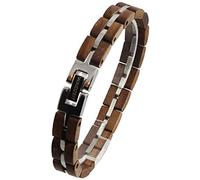 Waidzeit EL_W02 - Pulsera para hombre (madera de nogal, 21,5 cm), color marrón y plateado, 21.5 cm, Madera