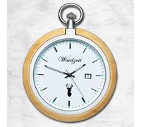 Waidzeit Hombre Bolsillo Acero Inox Madera Braun Con Cadena de Reloj