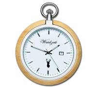 Waidzeit Hombre Reloj de Bolsillo Acero Inox Madera Braun Con Cadena UWATZ01