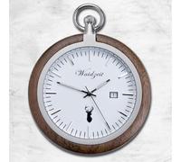 Waidzeit Hombre Reloj de Bolsillo Acero Inox Nogal Marrón Oscuro Con Cadena