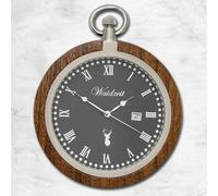 Waidzeit Hombre Reloj de Bolsillo Acero Nogal Marrón Oscuro Con Cadena de Reloj
