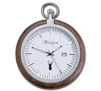 Waidzeit Hombre Reloj de Bolsillo Acero Nogal Marrón Oscuro Con Cadena UWATW01