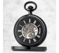 Waidzeit Reloj de Bolsillo Hombre Acero Inoxidable Negro Con Cadena