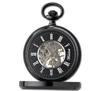 Waidzeit Reloj de bolsillo para hombre de acero inoxidable negro con cadena, reloj analógico UWAFT01, negro-negro