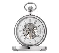 Waidzeit Reloj de bolsillo para hombre de acero inoxidable plateado con cadena, reloj analógico UWAFJ01, plateado y blanco