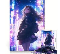 Waifu Anime Girl Walking Jigsaw 1000 Piezas para Adultos Concentración Habilidad Tiempo Bien invertido Interlock Well Christmas Surprise (50x75cm)
