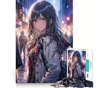 Waifu bajo la Lluvia Rompecabezas de 1000 Piezas para Adultos Juguete Que desafía la Mente Corte preciso alineación Actividad Nocturna Divertida para Toda la Familia (38x52cm)