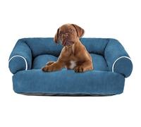 Waigg Kii Cama ortopédica grande para perros, cama corta de felpa para mascotas, sofá lujoso para perros con parte inferior antideslizante, camas calmantes para perros, cojín grueso antiansiedad (azul