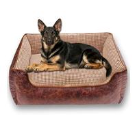 Waigg Kii Cama ortopédica grande para perros, lavable, antiansiedad, calmante para mascotas, con funda extraíble, gamuza resistente, cama para perros dormidos, colchón grueso para mascotas (marrón