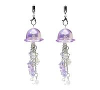 WaigN 2 dijes estéticos para teléfono celular, diseño de medusas moradas, accesorios de correa con estrella y corazón para bolsa, llavero, cámara, colgantes, decoración, cómodos de llevar, accesorios