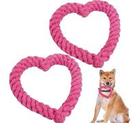 WaigN 2 juguetes masticables rosados para perros/gatos, juguetes para perros para masticadores, juguete de cuerda dental resistente para perros, creativo amor en forma de corazón interactivo, cachorro