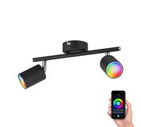 WAIKA foco de techo de dos luces negro mate incl. Smart Home RGBW GU10 LED
