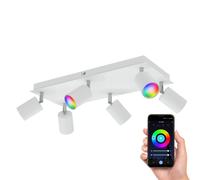 WAIKA foco de techo de seis luces blanco mate incl. Smart Home RGBW GU10 LED [EEK: F]