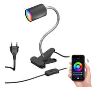 WAIKA lámpara de pinza con cuello de cisne e interruptor negro mate incl. Smart [EEK: F]