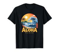 Waikiki Beach Aloha Japón Wave Hokusai Estilo Hawaii Kanji Camiseta