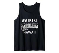 Waikiki Hawaii Souvenir Hombres Guitarra Música Playa Waikiki Camiseta sin Mangas