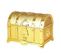 Wailicop Joyero retro vintage, cofre del tesoro de aleación de zinc, caja pequeña para anillos, pendientes, collares, regalo decorativo para mujeres, niñas, niños (dorado)