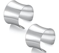 WAINIS 2 pulseras para mujer, pulseras anchas abiertas y doradas, plateadas, ajustables, regalo de joyería, talla única, Plata, No es una piedra preciosa