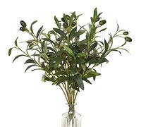 Waipfaru Ramas de Olivo Artificiales para jarrones, Ramas de Olivo con Aceitunas realistas, Tallos de vegetación Artificial para centros de Mesa, arreglos Florales, jarrones (3 Unidades, 18 Pulgadas)
