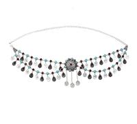 Waist Chain Vintage Metal Butterfly Belly Dance Belt Chains for Women Rhinestone Coin Taasel Dress Waist Chain Woman(A)