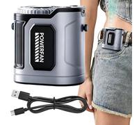 Waist Fan - Rechargeable 3600mAh Wearable Cooling Device for Outdoor Activity Hiking Camping Walking Work | 5 Speed Airflow System, Clip Belt Design, Portable Shirt Mounted Personal Fan