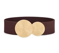 Waist Wow Cinturón ancho para mujer, cinturón de cintura elástico, color negro, cinturón de cintura para mujer con hebilla dorada, Color café., M:Fit Taille Größe 85cm-94cm