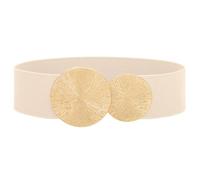 Waist Wow Cinturón ancho para mujer para vestido Cinturón elástico para la cintura Negro de moda Cinturón de cadera para mujer con hebilla dorada, beige, M:Fit Taille Größe 85cm-94cm