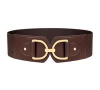 Waist Wow Cinturón ancho para mujer para vestidos, cinturón elástico para la cintura, cinturón de mujer elástico, cinturón de cadera con hebilla dorada, Color café., Fit Taillengröße 91cm-100cm