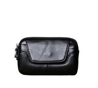 Waistpack - Diadema de cuero para hombre, con cremallera horizontal, para teléfono móvil, casual, simple, para salidas, Negro, One Size