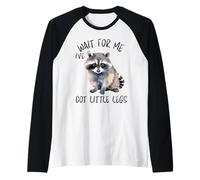 Wait For Me Ive Got Little Legs Funny Mapache Animales Camiseta Manga Raglan